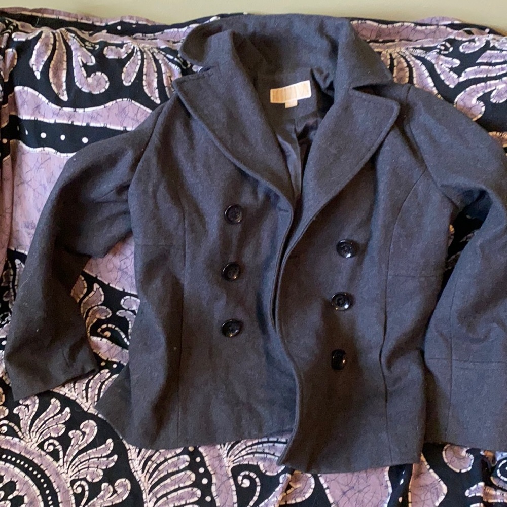Micheal Kors small cropped gray pea coat